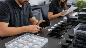 Preparação de celulares com linha corporativa e chip