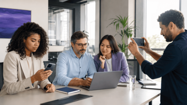 Aluguel de iPhone para empresas em uma equipe corporativa